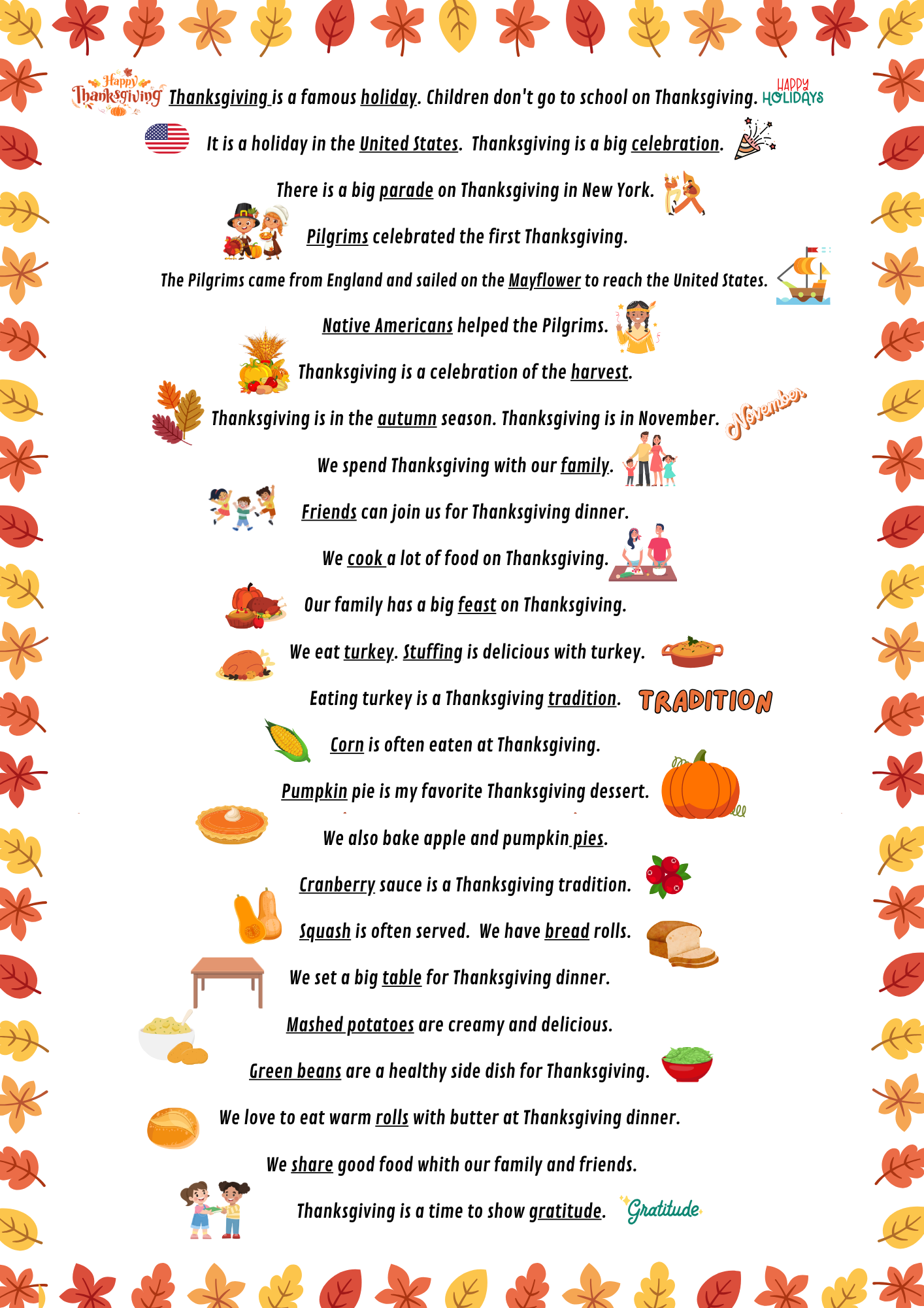 Anglais CM1 / CM2 — STORY-THANKSGIVING