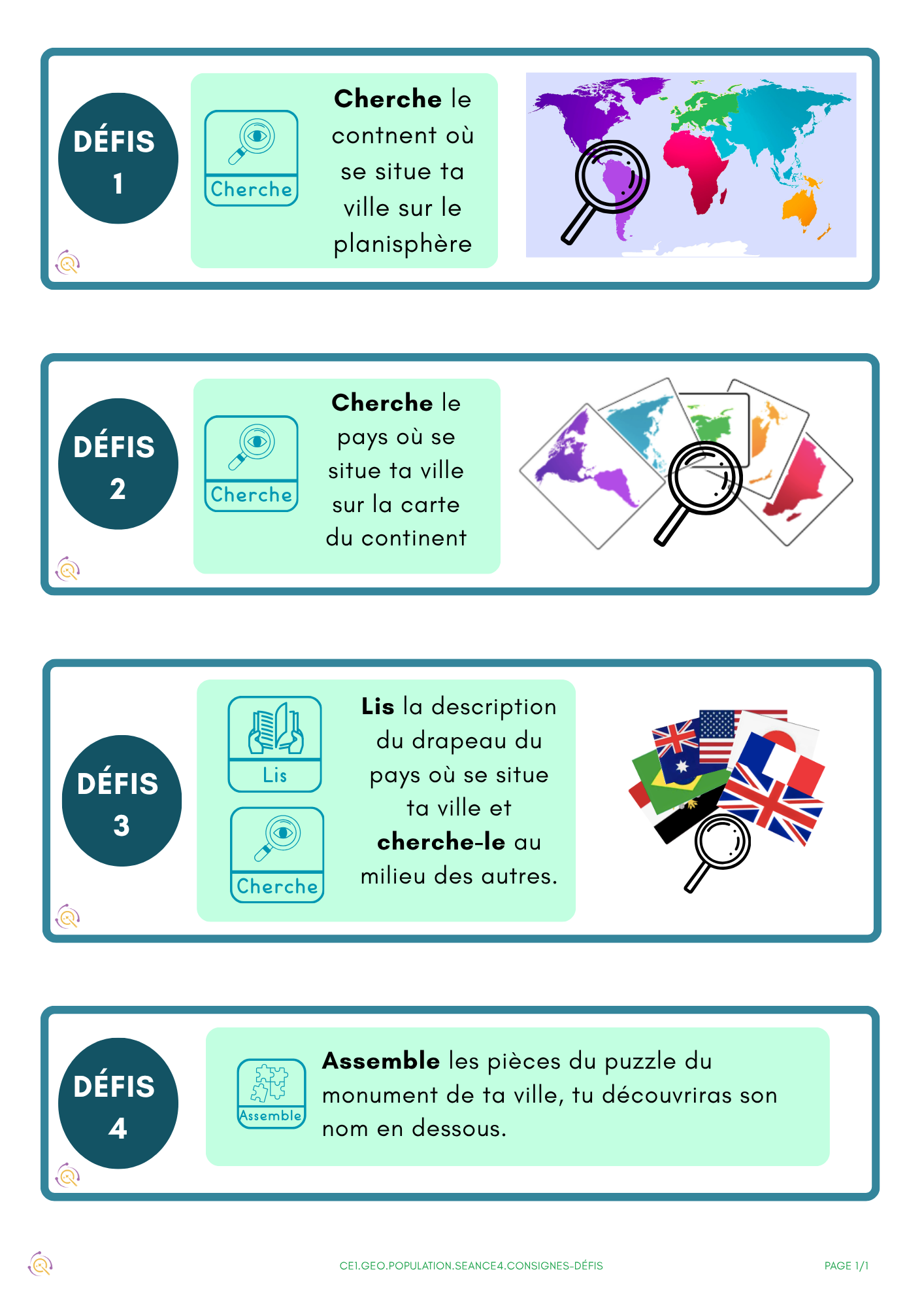 Géographie CE1 — POPULATION — SEANCE5 — DÉFIS-GRANDES-VILLES