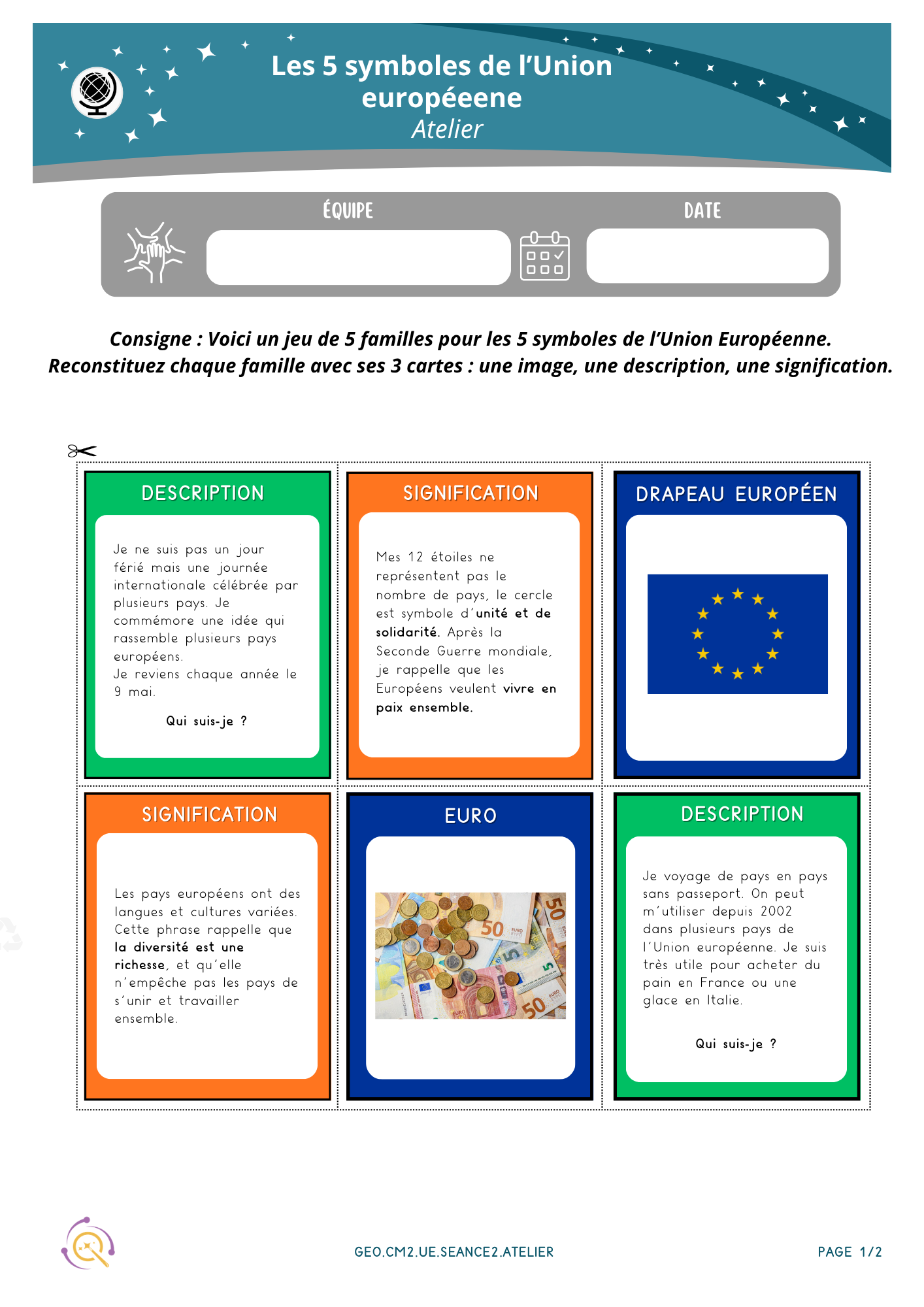 Géographie CM2 — UE — SEANCE2 — Atelier