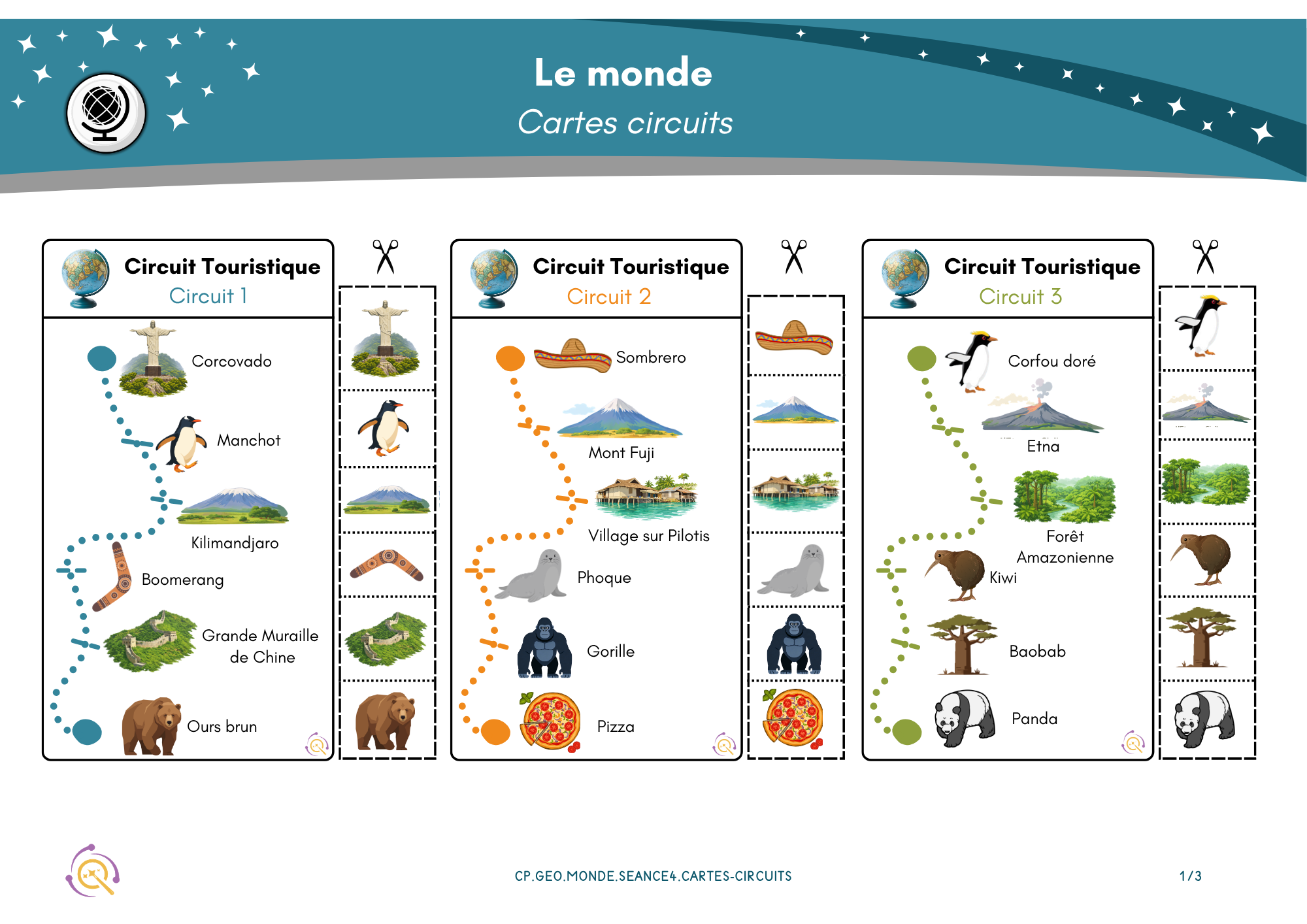 Géographie CP — MONDE — SEANCE4 — CARTES-CIRCUITS