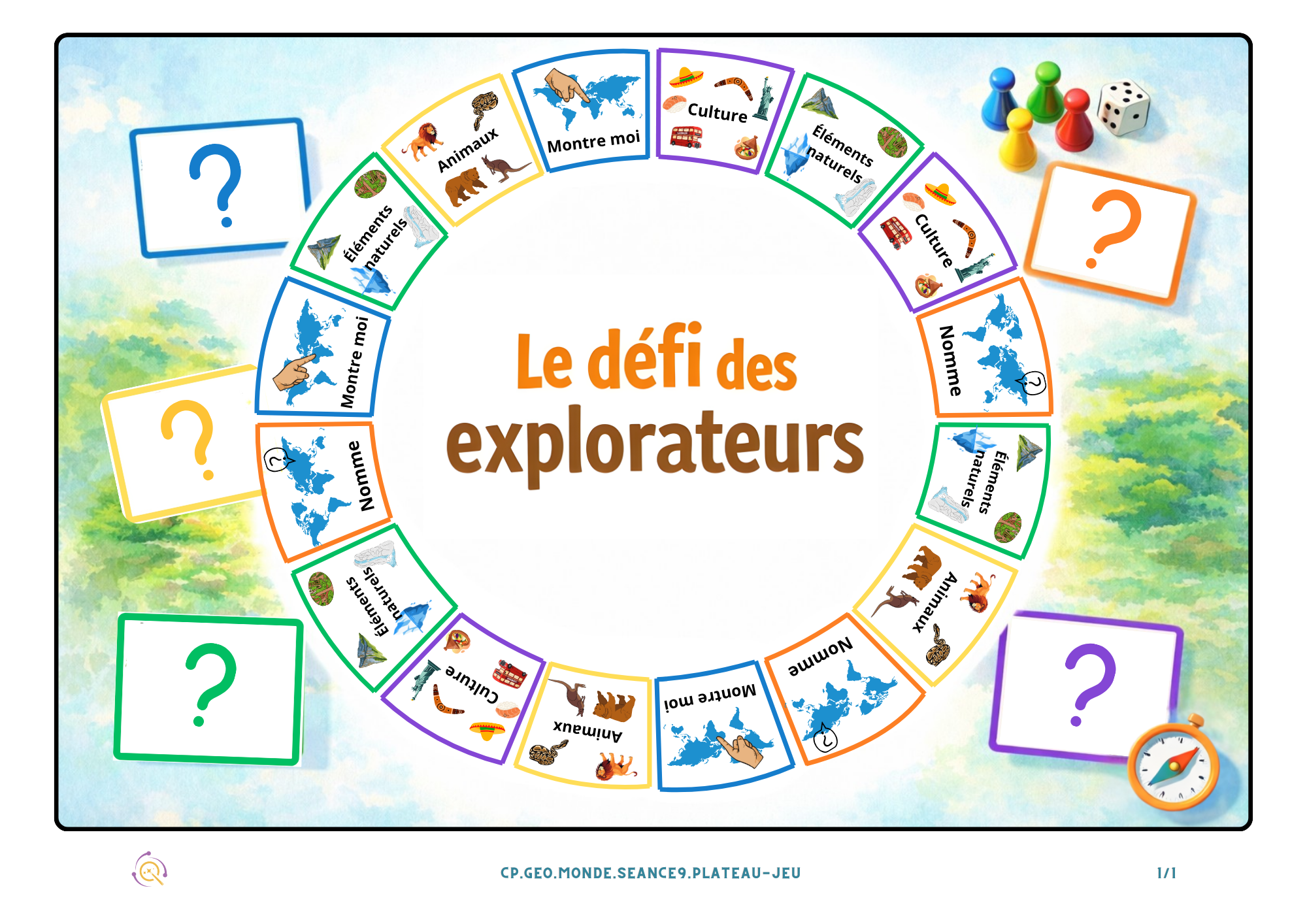Fichier élève — Géographie CP, plateau de jeu