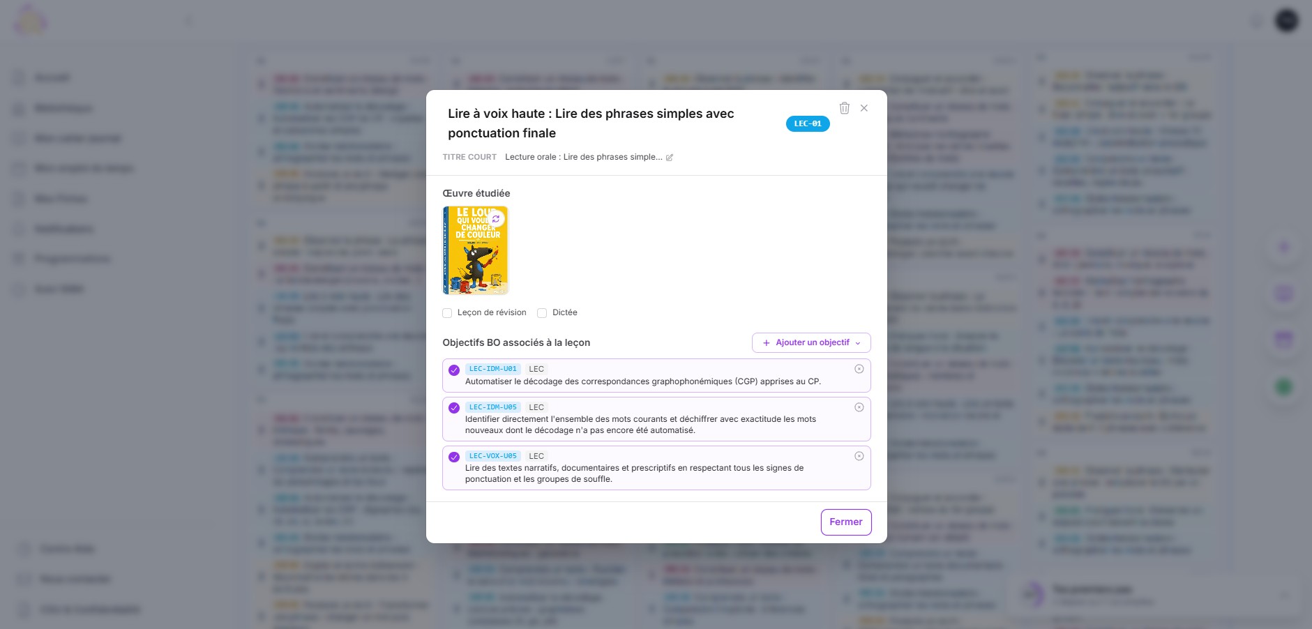 Modifier une leçon